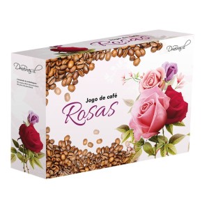 Jogo Cha Rosas Com 6 Xicaras 220ml 6 Pires 1 Bule 1100ml E Suporte